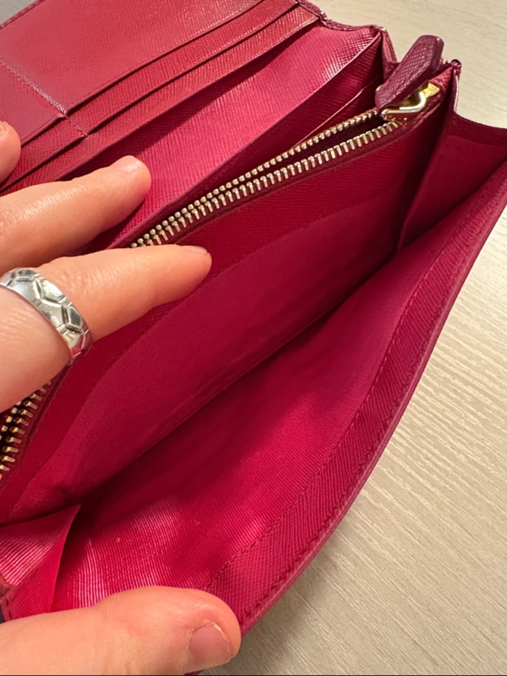 Prada Saffiano Leather Long Wallet - Raspberry - Picture 4 of 12